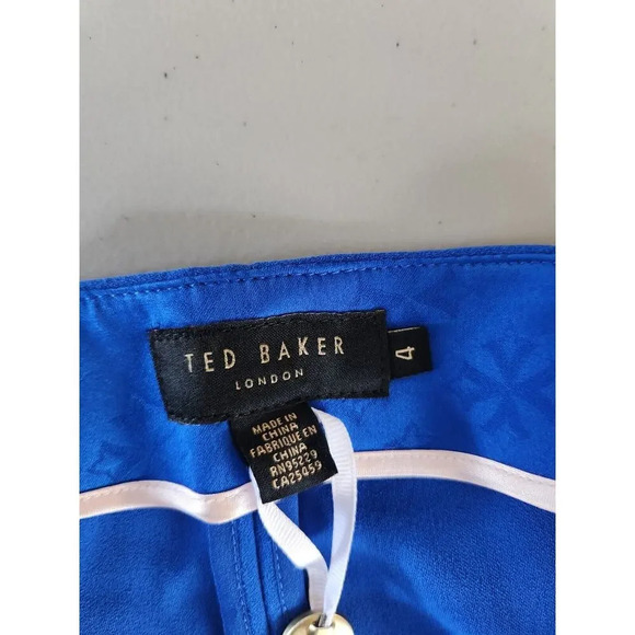 NWT Ted Baker Zettah Pleated Culotte Cropped Pants Ted 4 / US 10 Blue #1K412 - Picture 7 of 14